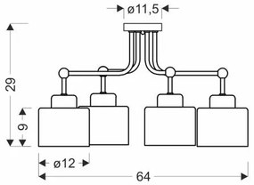Lampadario a plafone OLENA 4xE27/60W/230V nero