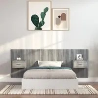 Testiera Letto con Comodini in Legno Multistrato Grigio Sonoma cod mxl 50035