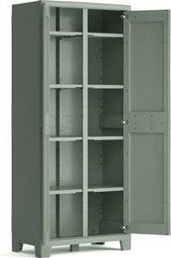 Armadio da Giardino 8 Ripiani 80x44x182 cm Keter Planet Outdoor Multispace Grigio e Verde...