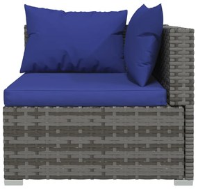 Set divani da giardino 9 pz con cuscini in polyrattan grigio