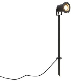 Faretto a picchetto nero orientabile IP44 con cavo e spina - Basic