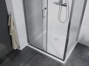 Mexen Apia cabina doccia scorrevole 120 x 90 cm, trasparente, cromo + piatto Flat - 840-120-090-01-00-4010