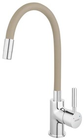 FERRO - Rubinetto per lavello con braccio flessible cromo lucido/beige