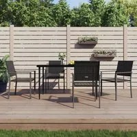 Sedie da Giardino 4 pz Nere 54x62,5x89 cm in Polyrattan 3187083