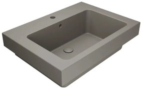 Lavabo a incasso e d'appoggio rettangolare vasca centrale Alaqua L 70 x H 25 x P 21 cm in ceramica beige opaco
