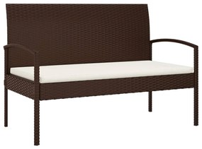 Panca da giardino con cuscino marrone 105 cm in polyrattan