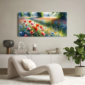 Quadro su tela – Campo in fiore sotto il cielo estivo