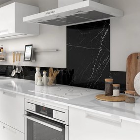 Pannello decorativo della cucina vetro Marmo nero L70 cm x H60 cm