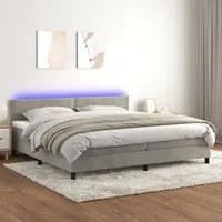 Letto a Molle Materasso e LED Grigio Chiaro 200x200 cm Velluto