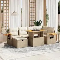 Set Divani da Giardino 7 pz con Cuscini Beige in Polyrattan 3276145