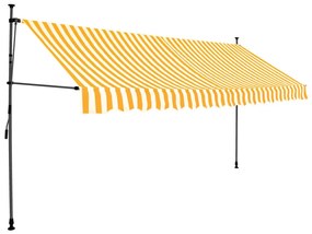 Tenda da Sole Retrattile Manuale LED 350 cm Bianca e Arancione