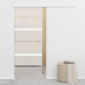 Porta Scorrevole Con Fermi İn Vetro Esg E Alluminio 76x205 Cm /