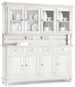 CHELSEY - credenza con vetrina in legno massello cm 196 x 43 x 218 h