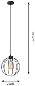 Lampadario a sospensione con filo STARLIGHT 1xE27/15W/230V nero/argento