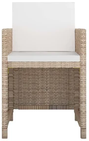 Set da pranzo da giardino 9 pz con cuscini in polyrattan beige