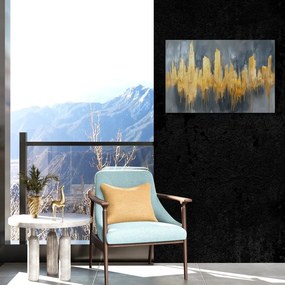 Stampa su tela – Pittura a olio astratta dorata
