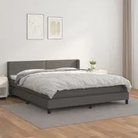 Giroletto a Molle con Materasso Grigio 160x200 cm in Similpelle 3130731