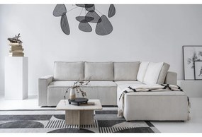 Divano letto angolare in velluto a coste bianco Brave Dave - Miuform