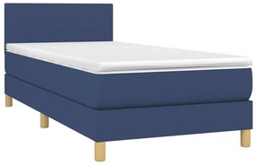 Letto a molle con materasso e led blu 90x190 cm in tessuto