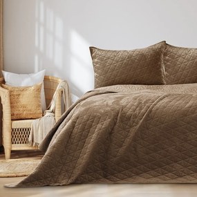 Copriletto trapuntato in velluto marrone chiaro 220x240 cm Laila - AmeliaHome