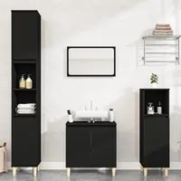 Set Mobili da Bagno 3 pz Nero in Legno Multistratocod mxl 125320