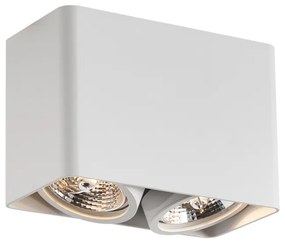 Faretto da superficie di design bianco GU10 70mm 2-luci ruotabile e inclinabile - Vox