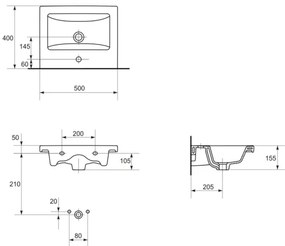 Cersanit S801-153-DSM - Mobile bagno sospeso con lavabo LARA COMO noce