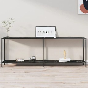 Tavolo Consolle Nero 220x35x75,5 Cm İn Vetro Temperato /