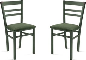Sedia imbottita in tessuto Verde e sruttura in legno HOLLY 2 sedie