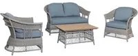 Set Salotto da Giardino Divano 2 Poltrone e Tavolino in Rattan Jefferson Grigio