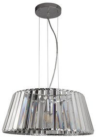 Lampadario Contemporaneo Tiara Acciaio Cromo Vetro Trasparente 5 Luci E14