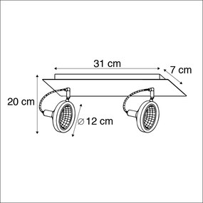 Faretto di design nero orientabile a 2 luci - Nox