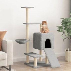 Albero Per Gatti Con Tiragraffi İn Sisal Grigio Chiaro 130,5 Cm /
