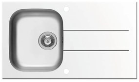 Lavello integrato 1 vasca in vetro bianco PYRAMIS Concerto L 50 x L 86 cm