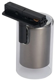 Faretto moderno color canna di fucile con vetro trasparente per sistema a binario monofase - Iconic Lloyd