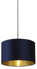 Paralume in velluto blu navy con interno dorato, diametro 40 cm