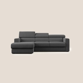 Dylan divano angolare con pouf estraibile poggiapiedi in tessuto simil cotone impermeabile T13