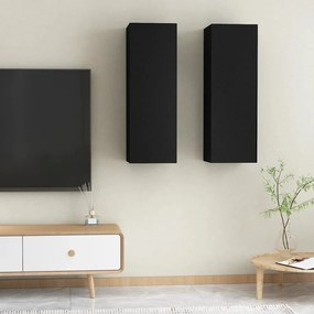 Mobili tv neri 2 pz 30,5x30x90 cm in truciolato