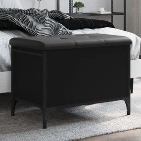 Panca Portaoggetti Nera 62x42x45 Cm İn Legno Multistrato /