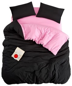 Set copripiumino e federa nero/rosa per letto singolo o esteso con lenzuolo incluso/3 pezzi 160x220 cm Classic – Mila Home