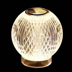 Lampada da tavolo diamante, acrilico trasparente, struttura dorata,...