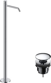 Rubinetto per lavabo centrostanza LOOP K getto laminare cristallino, cromato con piletta