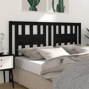Testiera Per Letto Nera 166x4x100 Cm İn Legno Massello Di Pino /