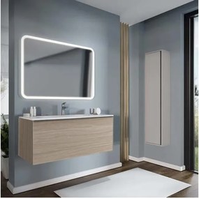 Mobile bagno sospeso con lavabo L 120 x H 40 cm olmo rousseau 1 cassetto per vasca centrale Pixel