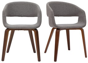 Sedie design in tessuto grigio chiaro e base in legno scuro (set di 2) SLAM