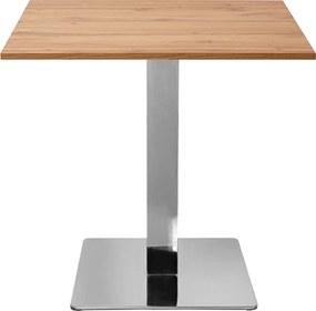 Tavolo bar pub ristorante 80x80 cm base argento e piano laminato Rovere Nodato H 75