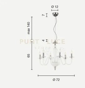 Lampadario sospeso in vetro fume' debussy 6 luci lp.debussy-6-fume