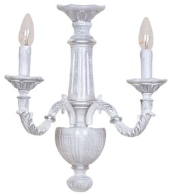 Applique In Legno Classico Bianco Argento Grigio Sfumato 2 Luci Sternidi