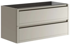 Mobile da bagno sospeso sotto lavabo L 99.5 x H 50 x P 45.5 cm beige opaco, 2 cassetti Tratto