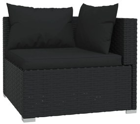 Set divani da giardino 5 pz con cuscini in polyrattan nero